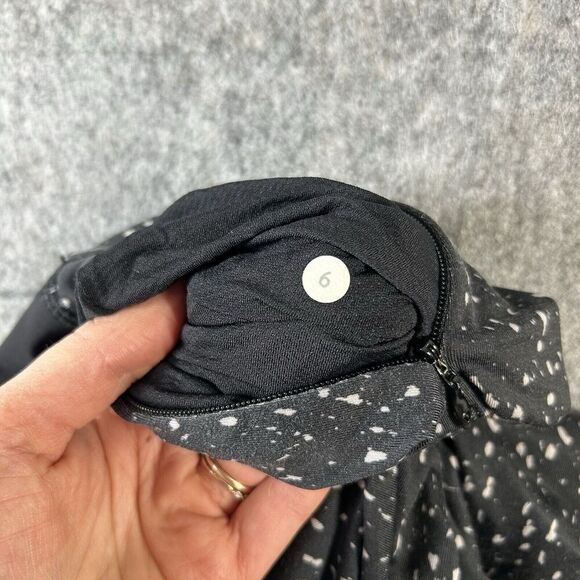 Lululemon Drop It Crop Pants Womens 6 Black Harem Capri Stretch Splatter Print - Picture 7 of 9